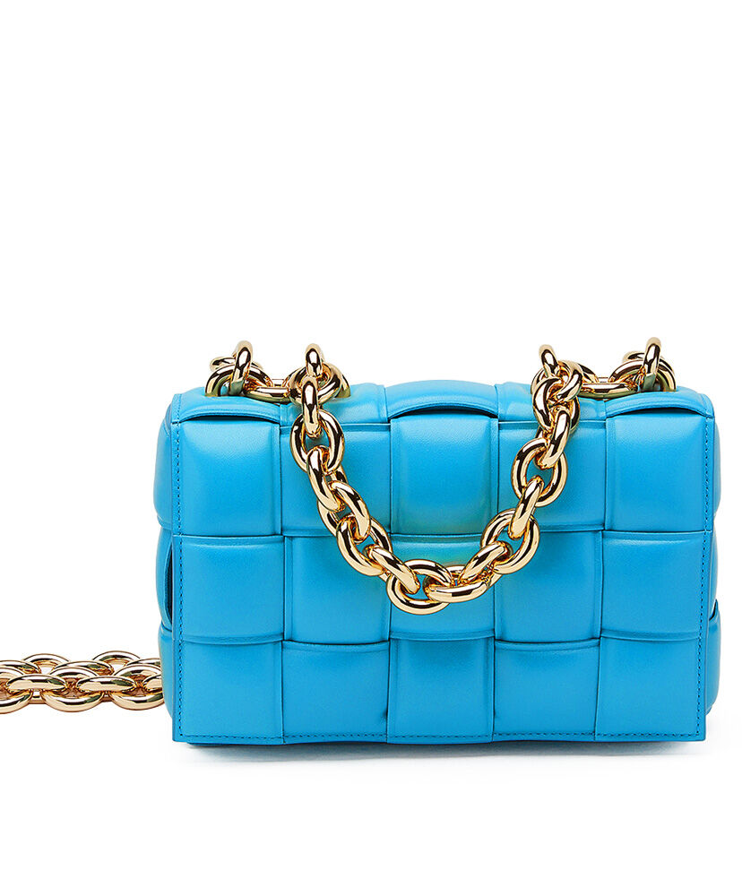 Bottega Veneta Chain Cassette Crossbody Bag Leather Blue